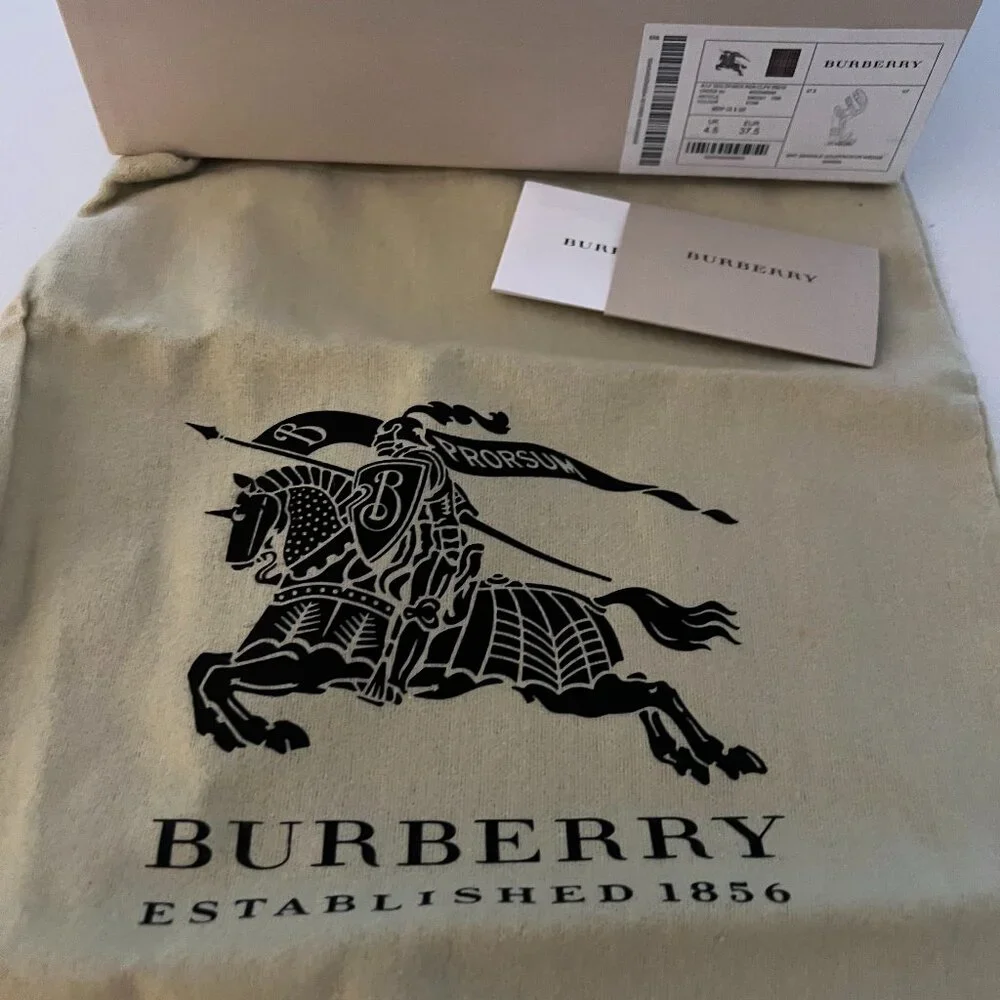 Burberry Brit Check White Leather Goldfinch Wedge Women's Sandals - Picture 14 of 15